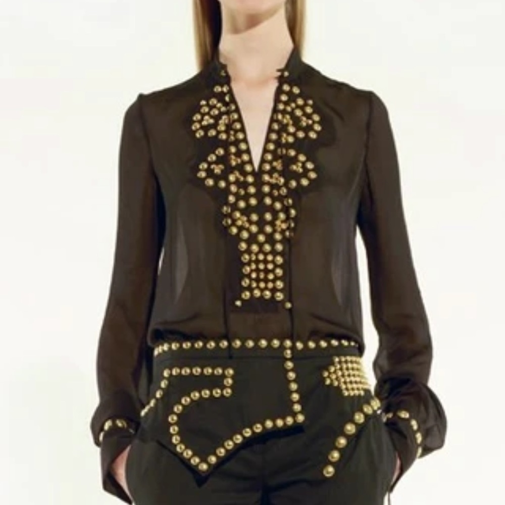 Givenchy Black silk copper studded blouse - Picture 7 of 7